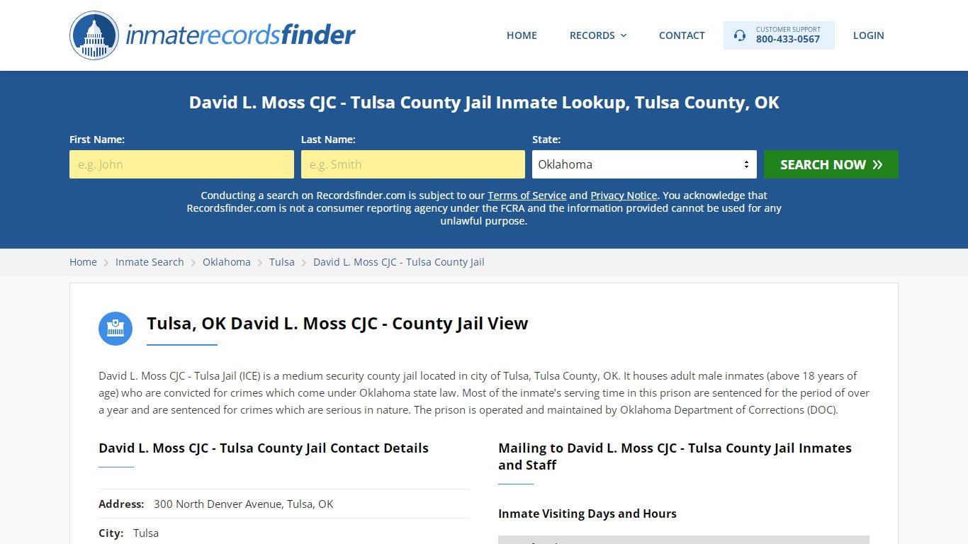 David L. Moss CJC - Tulsa County Jail Roster & Inmate ...